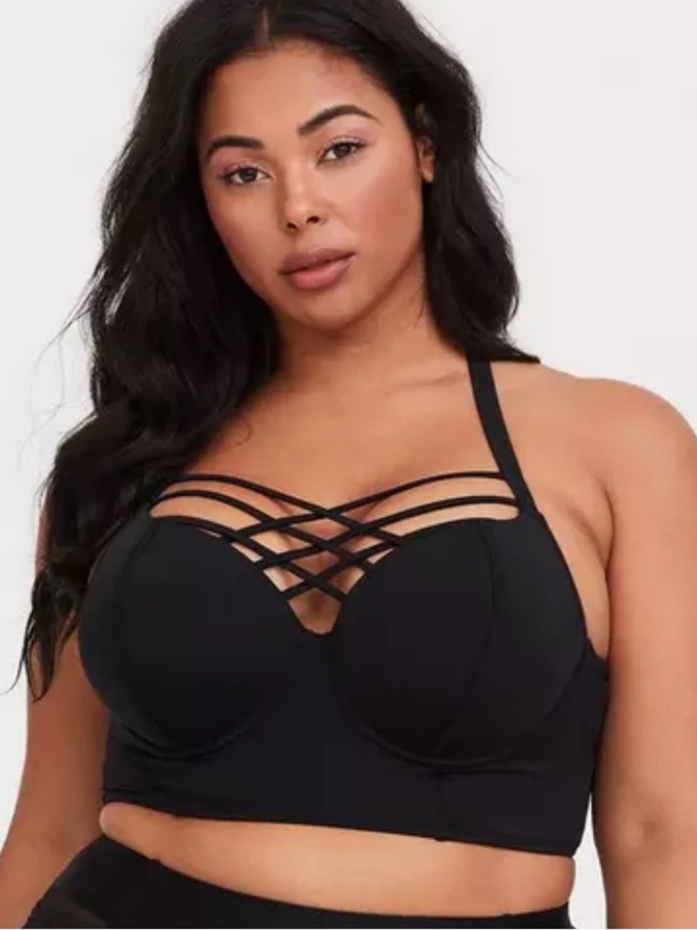 Torrid Strappy Push-Up Balconette Bikini Top Swim Separate 3x black EUC